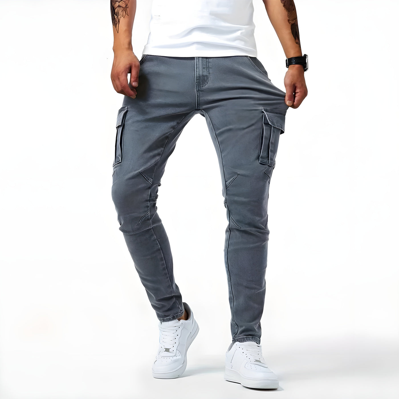 NILS | Cargohose aus Stretch-Denim